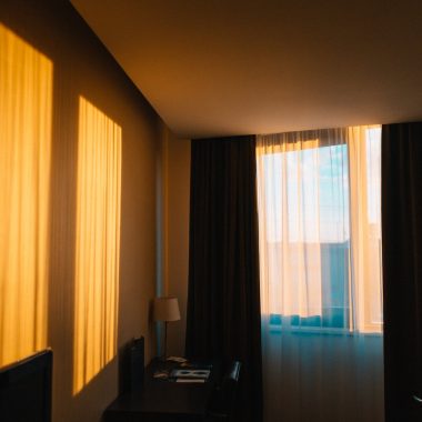white and black curtains